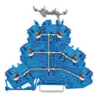 Triple-deck terminal block; with push-button; 6-conductor through terminal block; N; with marker carrier; for Ex e II and Ex i applications; internal commoning; conductor entry with violet marking; for DIN-rail 35 x 15 and 35 x 7.5; 1 mm²; Push-in CAGE CL