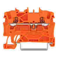 2-conductor through terminal block; with push-button; 1.5 mm²; with test port; suitable for Ex e II applications; side and center marking; for DIN-rail 35 x 15 and 35 x 7.5; Push-in CAGE CLAMP®; 1,50 mm²; orange