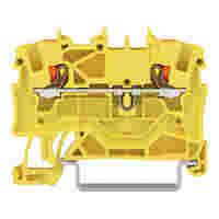 2-conductor through terminal block; with push-button; 1.5 mm²; with test port; suitable for Ex e II applications; side and center marking; for DIN-rail 35 x 15 and 35 x 7.5; Push-in CAGE CLAMP®; 1,50 mm²; yellow