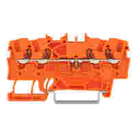 4-conductor through terminal block; with push-button; 1.5 mm²; with test port; suitable for Ex e II applications; side and center marking; for DIN-rail 35 x 15 and 35 x 7.5; Push-in CAGE CLAMP®; 1,50 mm²; orange