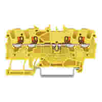 4-conductor through terminal block; with push-button; 1.5 mm²; with test port; suitable for Ex e II applications; side and center marking; for DIN-rail 35 x 15 and 35 x 7.5; Push-in CAGE CLAMP®; 1,50 mm²; yellow