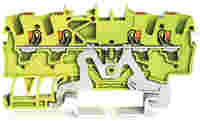 TOPJOB®S ground terminal block with Push-buttons; rail mount; 4-conductor; 4.2 mm wide; green-yellow