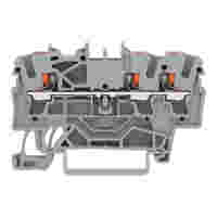 TOPJOB®S feedthrough terminal block with Push-buttons; rail mount; 3-conductor; 5.2 mm wide; gray