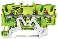 TOPJOB®S ground terminal block with Push-buttons; rail mount; 3-conductor; 5.2 mm wide; green-yellow