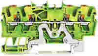 TOPJOB® S ground terminal block with Push-buttons; rail mount; 4-conductor; 5.2 mm wide; green-yellow