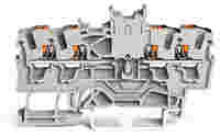 TOPJOB® S double potential terminal block with Push-buttons; rail mount; 4-conductor; 5.2 mm wide; gray