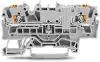 TOPJOB®S through terminal block with Push-buttons; same profile as 2-conductor disconnect/test terminal blocks; rail mount; 2-conductor; 5.2 mm wide; gray