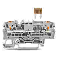 TOPJOB®S fuse terminal block with Push-buttons; rail mount; for mini-automotive blade-style fuses; 2-conductor; 5.2 mm wide; gray