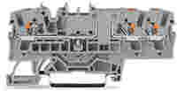 TOPJOB®S through terminal block with Push-buttons; same profile as 3-conductor disconnect/test terminal blocks; rail mount; 3-conductor; 5.2 mm wide; gray