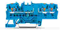 TOPJOB®S through terminal block with Push-buttons; same profile as 3-conductor disconnect/test terminal blocks; rail mount; 3-conductor; 5.2 mm wide; blue