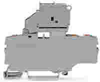 TOPJOB®S fuse terminal block with Push-buttons; with pivoting fuse holder for 5 x 20 mm miniature metric fuse; without blown fuse indication; rail mount; 3-conductor; 5.2 mm wide; gray
