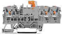 TOPJOB®S disconnect/test terminal block with Push-buttons; rail mount; 3-conductor; 5.2 mm wide; gray