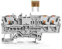 TOPJOB®S fuse terminal block with Push-buttons; rail mount; for mini-automotive blade-style fuses; 3-conductor; 5.2 mm wide; gray