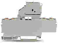 4-conductor fuse terminal block; with pivoting fuse holder; and end plate; for 5 x 20 mm miniature metric fuse; with push-button; without blown fuse indication; for DIN-rail 35 x 15 and 35 x 7.5; 2.5 mm²; Push-in CAGE CLAMP®; 2,50 mm²; orange