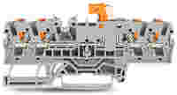 TOPJOB®S disconnect/test terminal block with Push-buttons; rail mount; 4-conductor; 5.2 mm wide; gray
