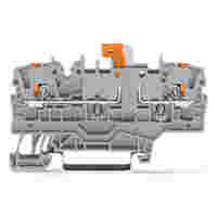 TOPJOB®S disconnect/test terminal block with Push-buttons; additional jumper slot; rail mount; 4-conductor; 5.2 mm wide; gray