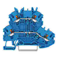 Double-deck terminal block; with push-button; Through/through terminal block; N/N; without marker carrier; for Ex e II and Ex i applications; for DIN-rail 35 x 15 and 35 x 7.5; 2.5 mm²; Push-in CAGE CLAMP®; 2,50 mm²; blue