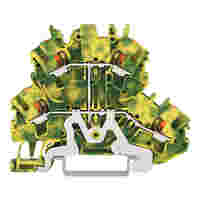 Double-deck terminal block; 4-conductor ground terminal block; with push-button; 2.5 mm²; PE; suitable for Ex e II applications; without marker carrier; internal commoning; for DIN-rail 35 x 15 and 35 x 7.5; Push-in CAGE CLAMP®; 2,50 mm²; green-yellow