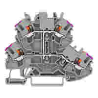Double-deck terminal block; with push-button; 4-conductor through terminal block; L; without marker carrier; suitable for Ex e II applications; internal commoning; conductor entry with violet marking; for DIN-rail 35 x 15 and 35 x 7.5; 2.5 mm²; Push-in CA