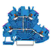 Double-deck terminal block; with push-button; 4-conductor through terminal block; N; without marker carrier; for Ex e II and Ex i applications; internal commoning; conductor entry with violet marking; for DIN-rail 35 x 15 and 35 x 7.5; 2.5 mm²; Push-in CA