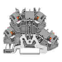 Double-deck terminal block; Shield/through terminal block; with push-button; 2.5 mm²; Shielding/L; without marker carrier; for DIN-rail 35 x 15 and 35 x 7.5; Push-in CAGE CLAMP®; 2,50 mm²; gray