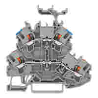 Double-deck terminal block; with push-button; Through/through terminal block; L/N; with marker carrier; suitable for Ex e II applications; Blue conductor entry upper deck; for DIN-rail 35 x 15 and 35 x 7.5; 2.5 mm²; Push-in CAGE CLAMP®; 2,50 mm²; gray