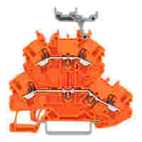 Double-deck terminal block; with push-button; Through/through terminal block; for DIN-rail 35 x 15 and 35 x 7.5; 2.5 mm²; Push-in CAGE CLAMP®; 2,50 mm²; orange