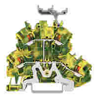 Double-deck terminal block; 4-conductor ground terminal block; with push-button; 2.5 mm²; PE; suitable for Ex e II applications; with marker carrier; internal commoning; for DIN-rail 35 x 15 and 35 x 7.5; Push-in CAGE CLAMP®; 2,50 mm²; green-yellow