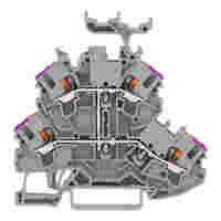 Double-deck terminal block; with push-button; 4-conductor through terminal block; L; with marker carrier; suitable for Ex e II applications; internal commoning; conductor entry with violet marking; for DIN-rail 35 x 15 and 35 x 7.5; 2.5 mm²; Push-in CAGE