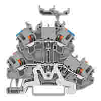 Double-deck terminal block; Shield/through terminal block; with push-button; 2.5 mm²; Shielding/N; with marker carrier; Blue conductor entry upper deck; for DIN-rail 35 x 15 and 35 x 7.5; Push-in CAGE CLAMP®; 2,50 mm²; gray