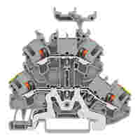 Double-deck terminal block; Ground conductor/through terminal block; with push-button; 2.5 mm²; PE/L; suitable for Ex e II applications; with marker carrier; for DIN-rail 35 x 15 and 35 x 7.5; Push-in CAGE CLAMP®; 2,50 mm²; gray