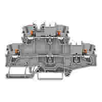 TOPJOB®S double-deck terminal block with push-buttons; through/through (L/L); rail mount; without marker carrier; 2-conductor; 5.2 mm wide; gray;