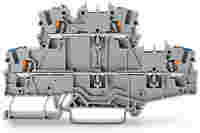 TOPJOB®S double-deck terminal block with push-buttons; through/through (N/L); rail mount; without marker carrier; 2-conductor; 5.2 mm wide; gray;