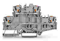 TOPJOB®S double-deck terminal block with push-buttons; internally commoned; rail mount; 4-conductor; 5.2 mm wide; gray;