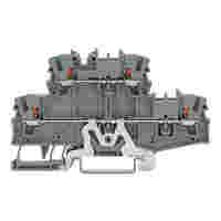 TOPJOB®S double-deck terminal block with push-buttons; ground/through (PE/N); rail mount; 2-conductor; 5.2 mm wide; gray;