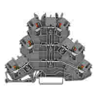 WAGO Triple-deck terminal block; with push-button; Through/through/through terminal block; L/L/L; without marker carrier; suitable for Ex e II applications; for DIN-rail 35 x 15 and 35 x 7.5; 2.5 mm²; Push-in CAGE CLAMP®; 2,50 mm²; gray