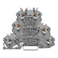 WAGO Triple-deck terminal block; with push-button; Through/through/through terminal block; L/L/N; without marker carrier; suitable for Ex e II applications; Blue conductor entry upper deck; for DIN-rail 35 x 15 and 35 x 7.5; 2.5 mm²; Push-in CAGE CLAMP®; 2,50