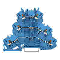 WAGO Triple-deck terminal block; with push-button; Through/through/through terminal block; N/N/N; without marker carrier; for Ex e II and Ex i applications; for DIN-rail 35 x 15 and 35 x 7.5; 2.5 mm²; Push-in CAGE CLAMP®; 2,50 mm²; blue