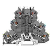 WAGO Triple-deck terminal block; Ground conductor/through/through terminal block; with push-button; 2.5 mm²; PE/N/L; suitable for Ex e II applications; without marker carrier; for DIN-rail 35 x 15 and 35 x 7.5; Push-in CAGE CLAMP®; 2,50 mm²; gray