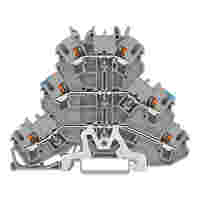 WAGO Triple-deck terminal block; Shield/through/through terminal block; 2.5 mm²; Shielding/N/L; without marker carrier; for DIN-rail 35 x 15 and 35 x 7.5; Push-in CAGE CLAMP®; 2,50 mm²; gray