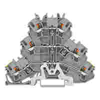 WAGO Triple-deck terminal block; Ground conductor/through/through terminal block; with push-button; 2.5 mm²; PE/L/L; suitable for Ex e II applications; without marker carrier; for DIN-rail 35 x 15 and 35 x 7.5; Push-in CAGE CLAMP®; 2,50 mm²; gray