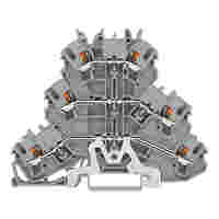 WAGO Triple-deck terminal block; Shield/through/through terminal block; 2.5 mm²; Shielding/L/L; without marker carrier; for DIN-rail 35 x 15 and 35 x 7.5; Push-in CAGE CLAMP®; 2,50 mm²; gray