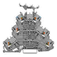 WAGO Triple-deck terminal block; with push-button; Through/through/through terminal block; L/L/N; with marker carrier; suitable for Ex e II applications; Blue conductor entry upper deck; for DIN-rail 35 x 15 and 35 x 7.5; 2.5 mm²; Push-in CAGE CLAMP®; 2,50 mm²