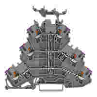 WAGO Triple-deck terminal block; with push-button; 6-conductor through terminal block; L; with marker carrier; suitable for Ex e II applications; internal commoning; conductor entry with violet marking; for DIN-rail 35 x 15 and 35 x 7.5; 2.5 mm²; Push-in CAGE