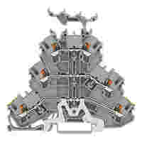 WAGO Triple-deck terminal block; Ground conductor/through/through terminal block; with push-button; 2.5 mm²; PE/L/L; suitable for Ex e II applications; with marker carrier; for DIN-rail 35 x 15 and 35 x 7.5; Push-in CAGE CLAMP®; 2,50 mm²; gray