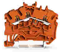 WAGO TOPJOB® S feedthrough terminal block with Push-buttons; angled; rail mount; 3-conductor; 5.2 mm wide; orange