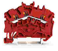 WAGO TOPJOB® S feedthrough terminal block with Push-buttons; angled; rail mount; 3-conductor; 5.2 mm wide; red
