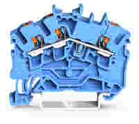 WAGO TOPJOB® S feedthrough terminal block with Push-buttons; angled; rail mount; 3-conductor; 5.2 mm wide; blue