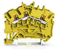 WAGO TOPJOB® S feedthrough terminal block with Push-buttons; angled; rail mount; 3-conductor; 5.2 mm wide; yellow