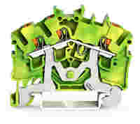 WAGO TOPJOB® S ground terminal block with Push-buttons; angled; rail mount; 3-conductor; 5.2 mm wide; green-yellow